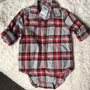 Boys plaid flannel button down onsie
